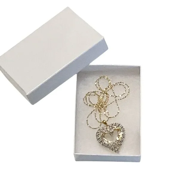 JWBR Diamond Open Heart Necklace Pave Cluster Gold Over .925 Silver Anniversary - Picture 10 of 12